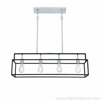 4 Light Island Light Steel Linear Lantern Light